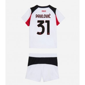 AC Milan Strahinja Pavlovic #31 Udebanetrøje Børn 2025-26 Kortærmet (+ Korte bukser)